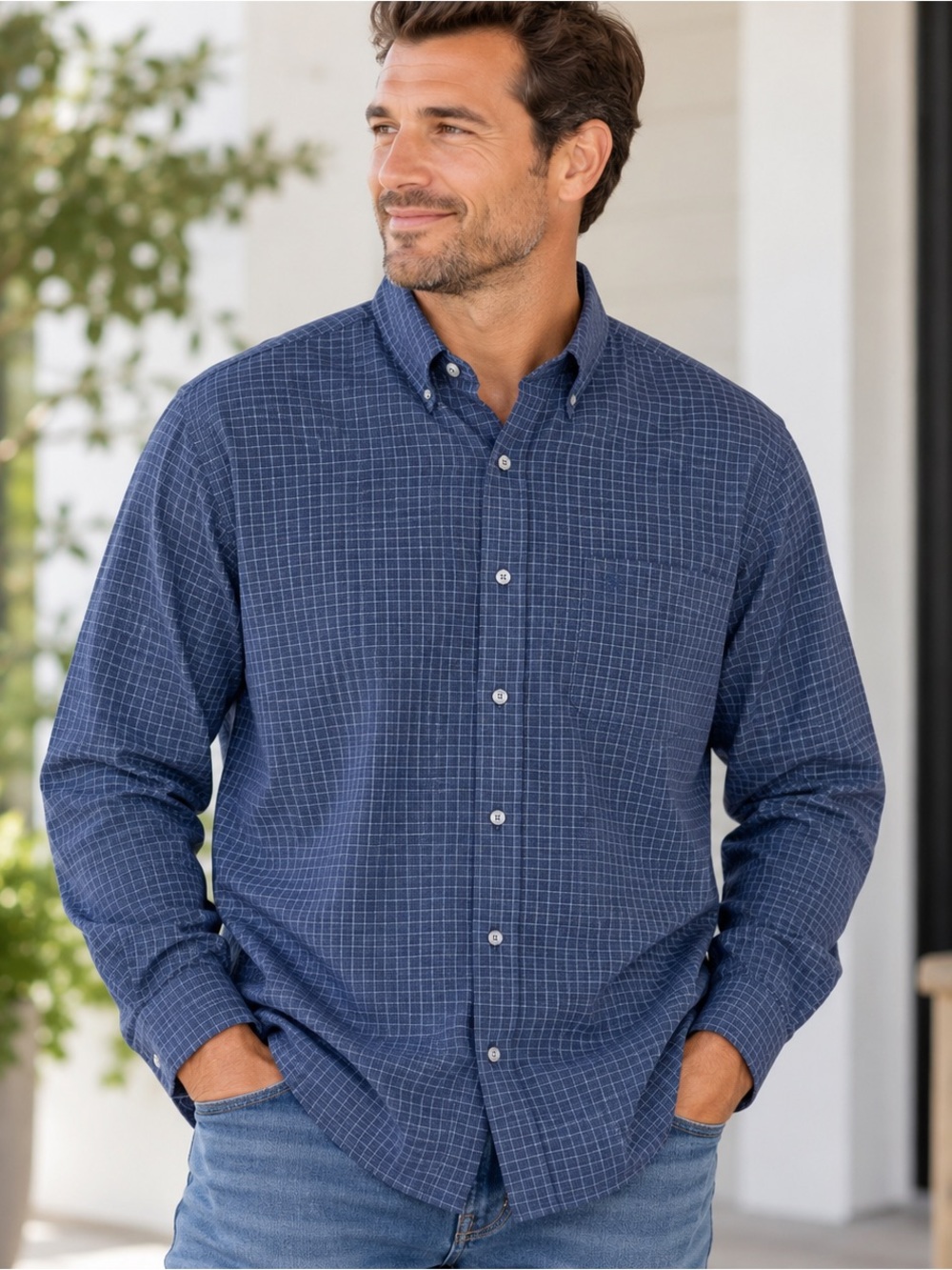 Ralph Lauren Blaire Men’s XL Blue Check 100% Cotton Button Down Shirt